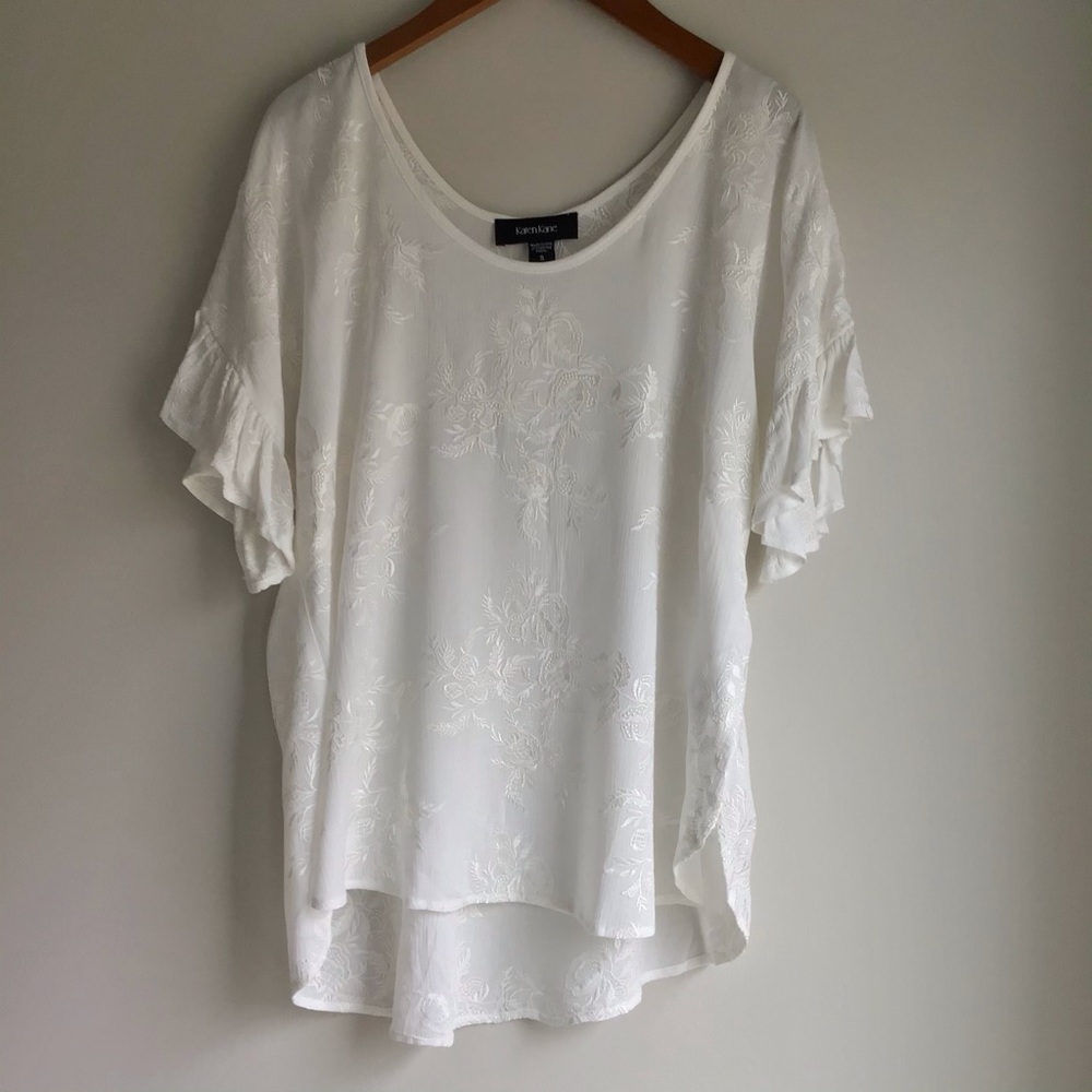 Karen Kane Beachcomber Embroidered Floral Top S - Picture 3 of 7
